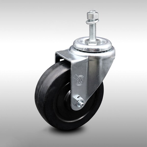 4 Inch SS Soft Rubber Wheel Swivel 10mm Threaded Stem Caster